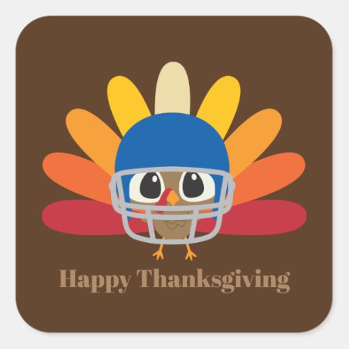 Cute Thanksgiving football turkey Square Sticker