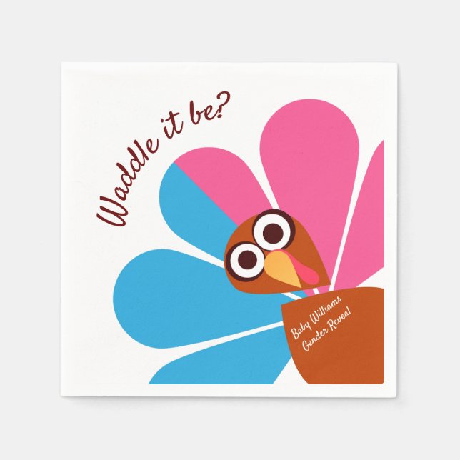 Cute Thanksgiving Gender Reveal Napkins (Front)