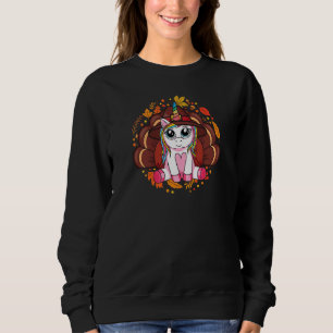 Cute Thanksgiving Girls Kids Toddler Turkey Unicor Sweatshirt