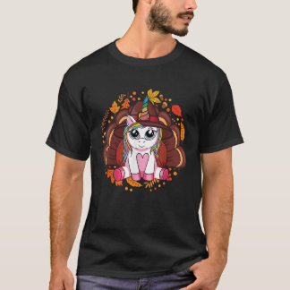 Cute Thanksgiving Girls Kids Toddler Turkey Unicor T-Shirt