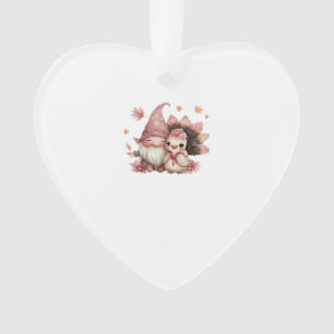 Cute Thanksgiving Gnome with Turkey Illustration C Ornament