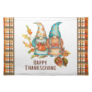 Cute Thanksgiving Gnomes   Cloth Placemat