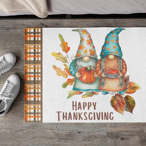 Cute Thanksgiving Gnomes   Doormat