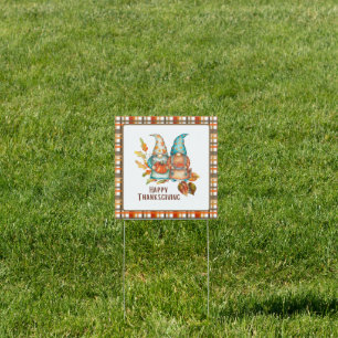 Cute Thanksgiving Gnomes Outdoor Sign
