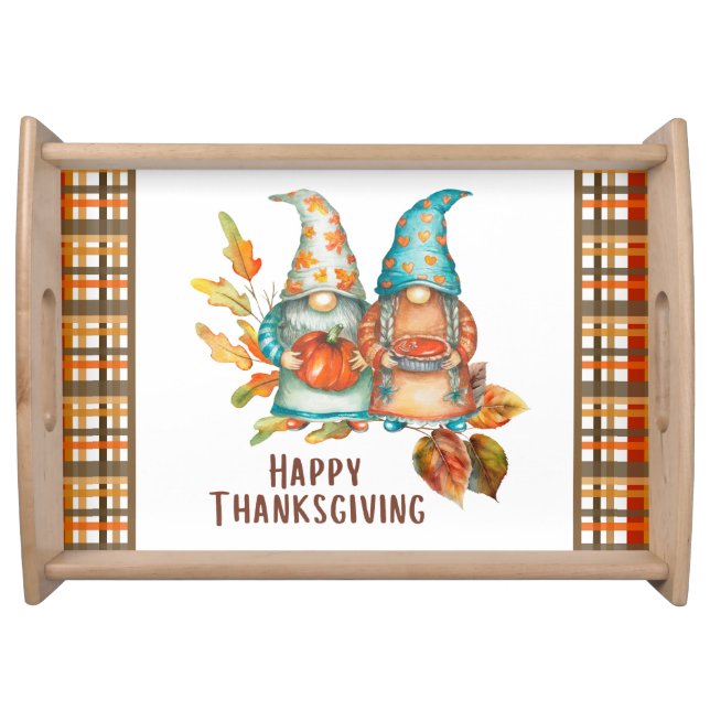 Cute Thanksgiving Gnomes   Serving Tray (Front)