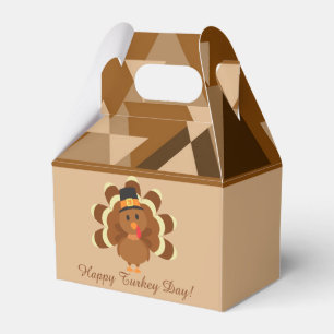 Cute Thanksgiving Holiday turkey add name message Favor Boxes