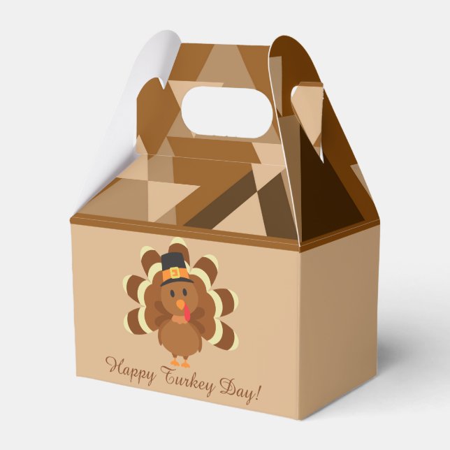 Cute Thanksgiving Holiday turkey add name message Favor Boxes (Front Side)
