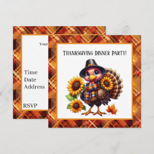 Cute Thanksgiving Holiday turkey  Invitation