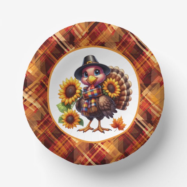 Cute Thanksgiving Holiday turkey Paper Cups Paper Bowls (Front)