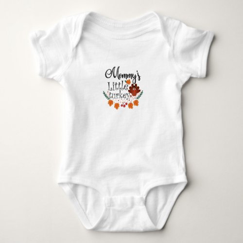 Cute Thanksgiving Mommies Little Turkey Baby Bodysuit