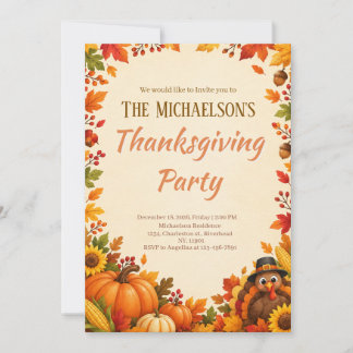 Cute Thanksgiving Party 2 Invitation