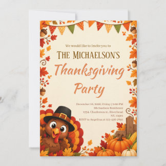 Cute Thanksgiving Party Invitation