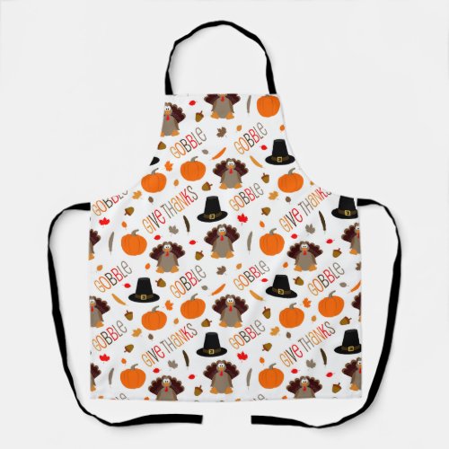 Cute Thanksgiving Pattern Gobble Give Thanks Apron