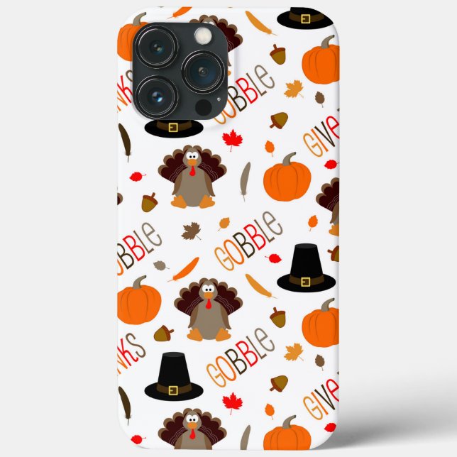 Cute Thanksgiving Pattern Gobble Give Thanks Case-Mate iPhone Case (Back)