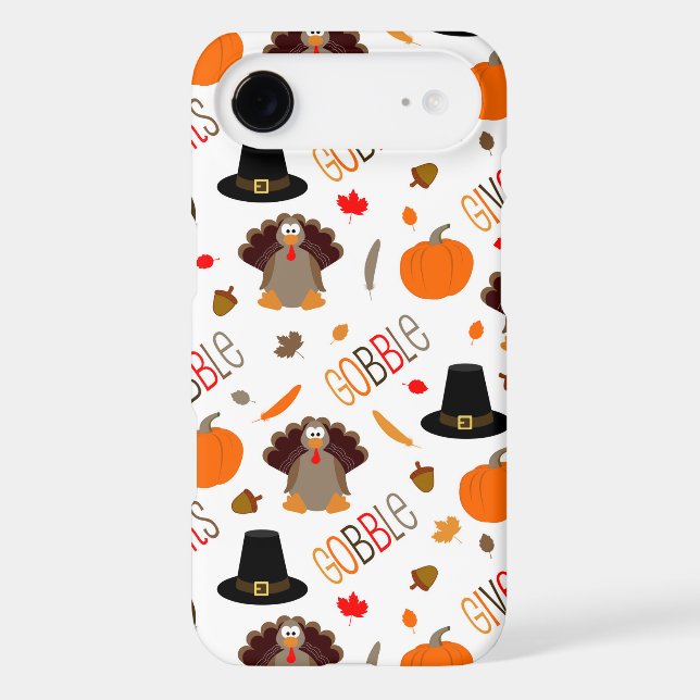 Cute Thanksgiving Pattern Gobble Give Thanks Case-Mate iPhone Case (Back)