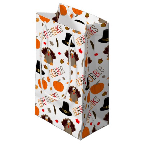 Cute Thanksgiving Pattern Gobble Give Thanks Small Gift Bag
