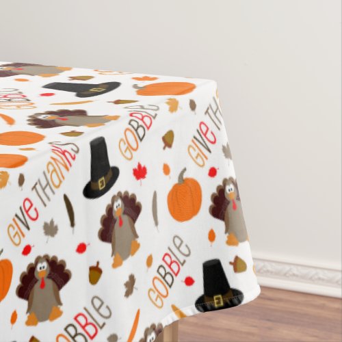 Cute Thanksgiving Pattern Gobble Give Thanks Tablecloth