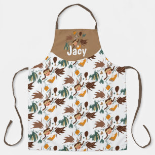Cute Thanksgiving Pilgrim Fall Greenery Doodles Apron