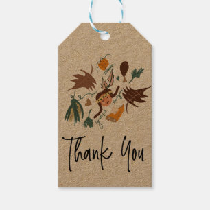 Cute Thanksgiving Pilgrim Fall Greenery Doodles Gift Tags