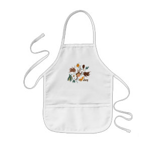 Cute Thanksgiving Pilgrim Fall Greenery Doodles Kids' Apron