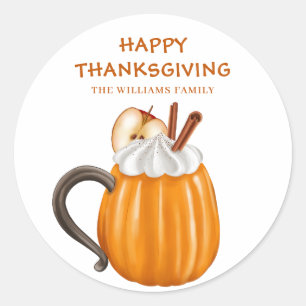 Cute Thanksgiving Pumpkin Name Classic Round Sticker