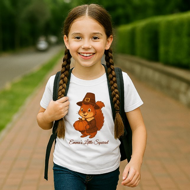 cute Thanksgiving Squirrel Pumpkin illustration T-Shirt (Creator Uploaded)