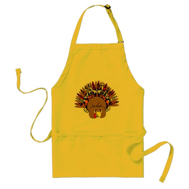 Cute Thanksgiving Turkey Adult Apron (Front)