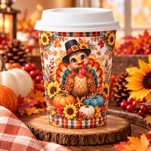 Cute Thanksgiving Turkey and Pumpkin Harvest Fall Paper Cups