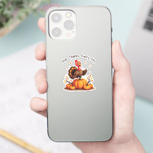 Cute Thanksgiving Turkey Autumn Pumpkins Scene Sticker