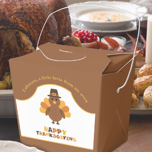 Cute Thanksgiving Turkey Brown Leftovers Take Out Favor Boxes