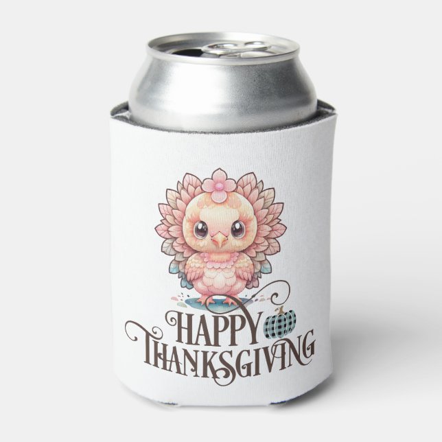 Cute Thanksgiving Turkey Can Cooler (Can Front)
