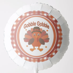 Cute Thanksgiving Turkey Cartoon – “Gobble Gobble” Balloon