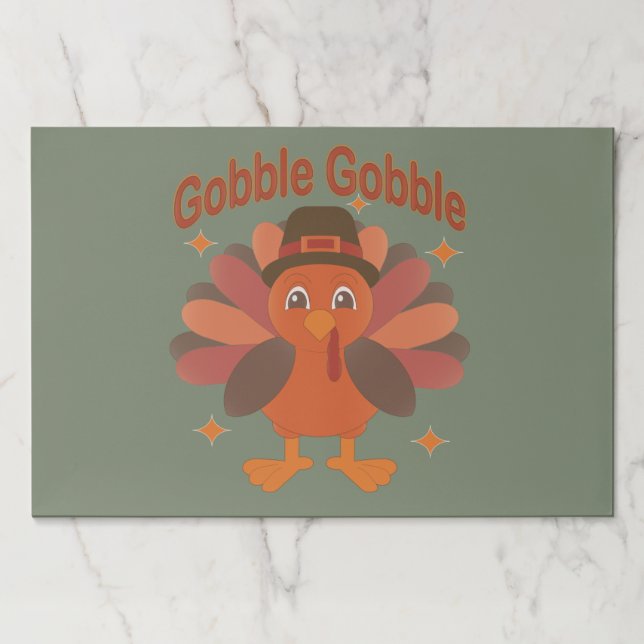 Cute Thanksgiving Turkey Cartoon – “Gobble Gobble” Paper Pad (Front)