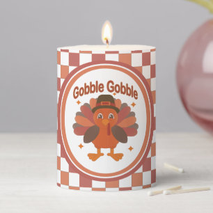 Cute Thanksgiving Turkey Cartoon – “Gobble Gobble” Pillar Candle