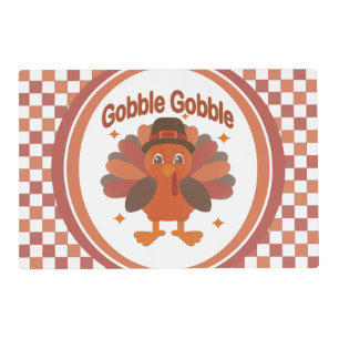 Cute Thanksgiving Turkey Cartoon – “Gobble Gobble” Placemat