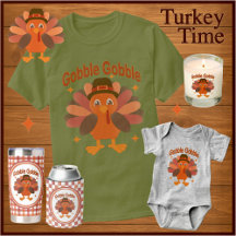 Cute Thanksgiving Turkey Cartoon – “Gobble Gobble”