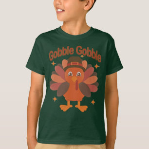 Cute Thanksgiving Turkey Cartoon – “Gobble Gobble” T-Shirt