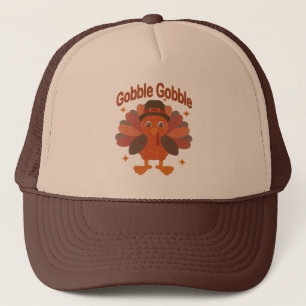 Cute Thanksgiving Turkey Cartoon – “Gobble Gobble” Trucker Hat