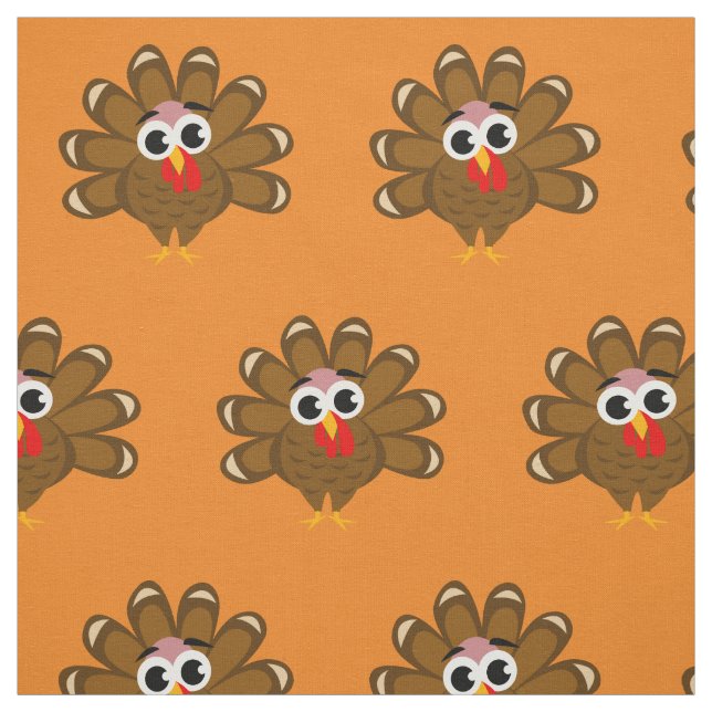 Cute Thanksgiving turkey cartoon pattern fabric (Swatch)
