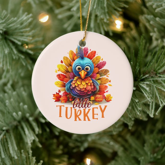 Cute Thanksgiving Turkey Ceramic Ornament (Tree)