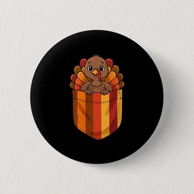 Cute Thanksgiving Turkey Cket Men Women Kids  Button (Front)