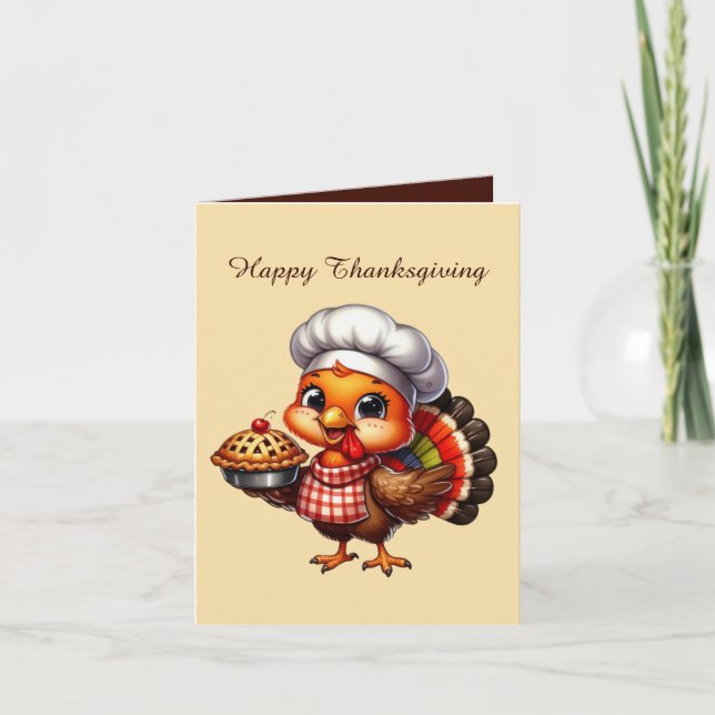 Cute Thanksgiving turkey customizable  Holiday Card (Front)
