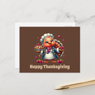 Cute Thanksgiving turkey customizable Holiday Postcard