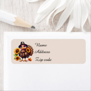 Cute Thanksgiving turkey customizable Label