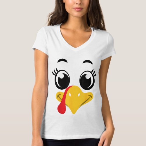 Cute Thanksgiving Turkey Face Matching Kids Costum T_Shirt