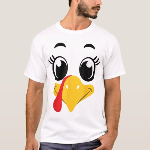 Cute Thanksgiving Turkey Face Matching Kids Costum T_Shirt