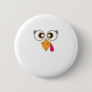 Cute Thanksgiving Turkey Face Shirt Women Girls Tu Button