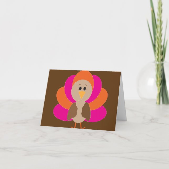 Cute Thanksgiving Turkey Fall Autumn Harvest Holiday Card (Front)
