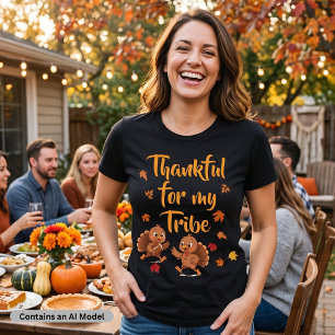 Cute Thanksgiving Turkey Family Tri-Blend Shirt
