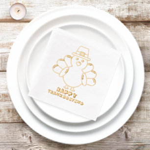 Cute Thanksgiving Turkey Foil Napkins